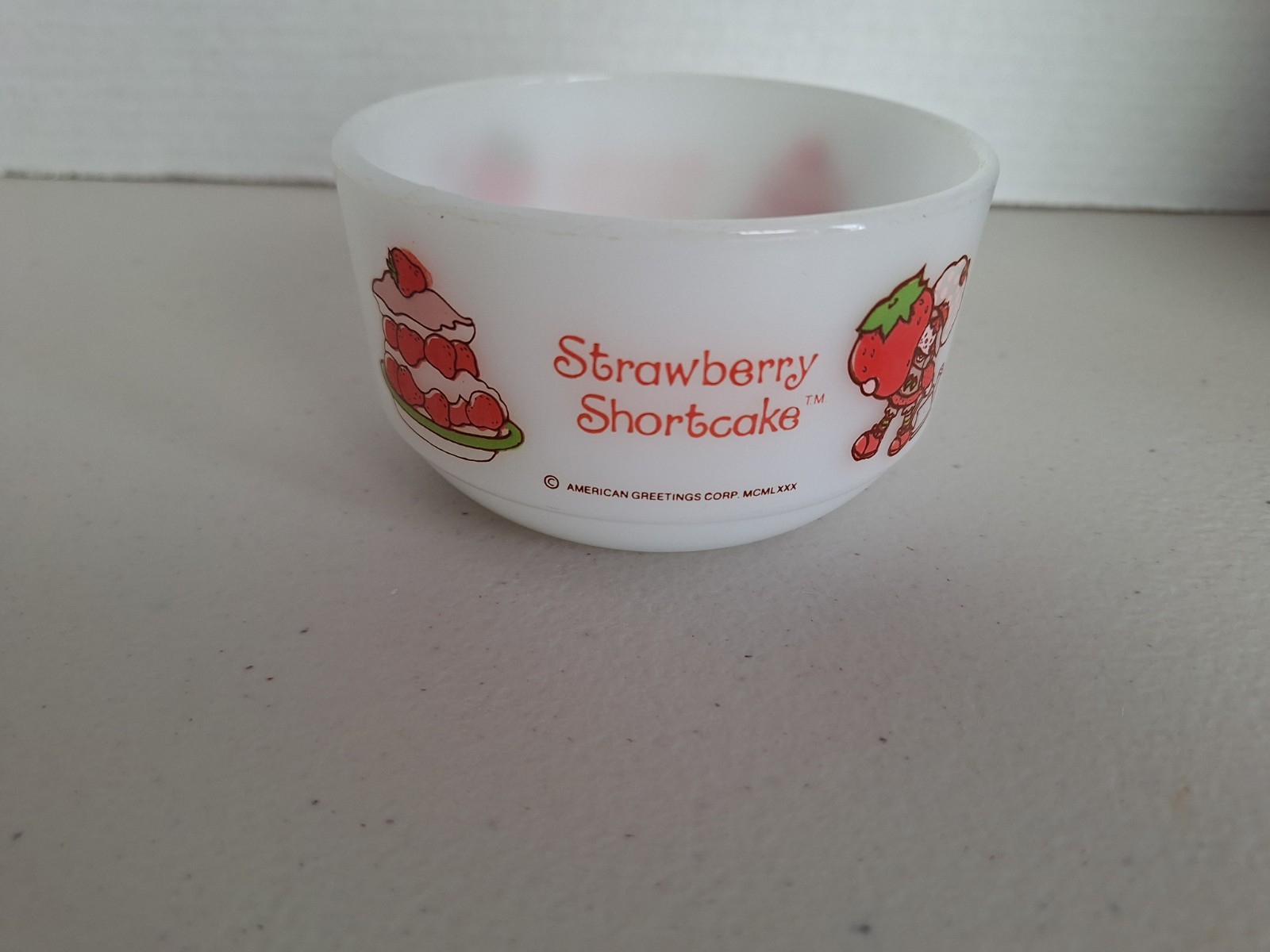 Anchor Hocking Strawberry Shortcake Milk Glass Bowl Vintage