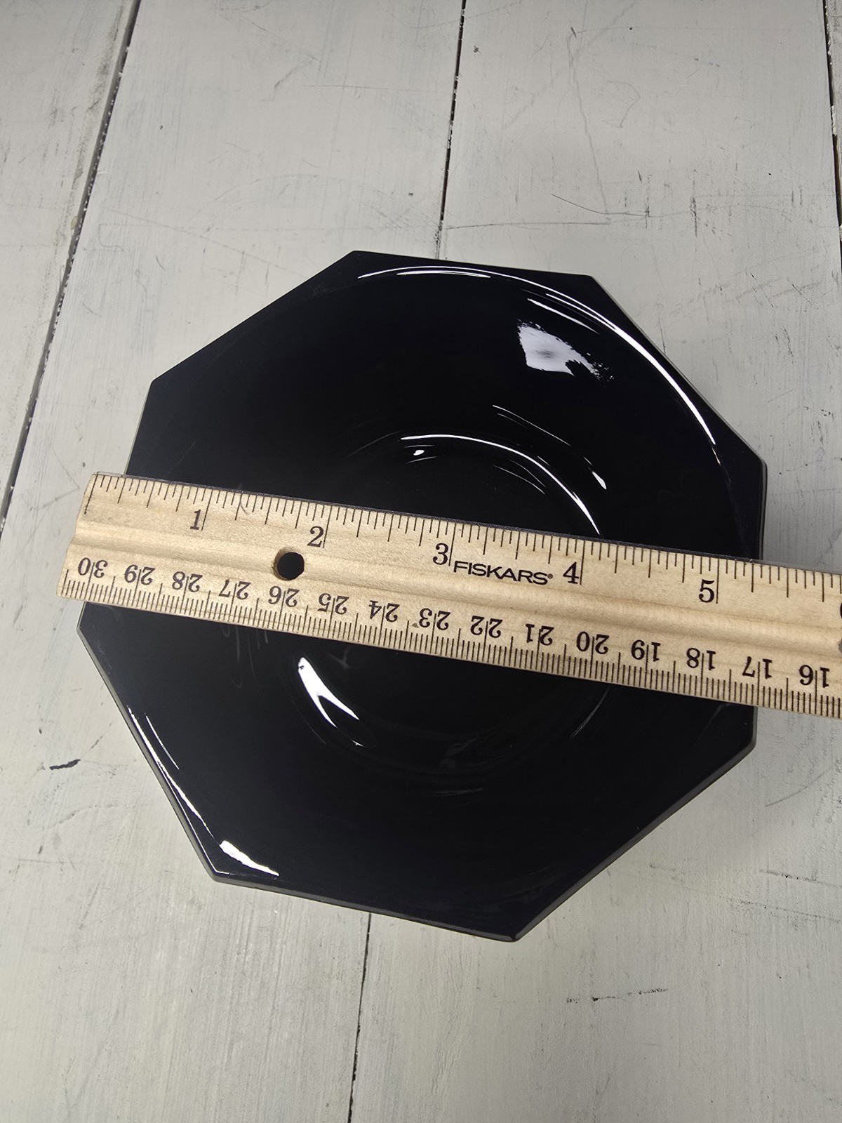 L.E. Smith Black Amethyst Glass Octagon Covered Candy Jar