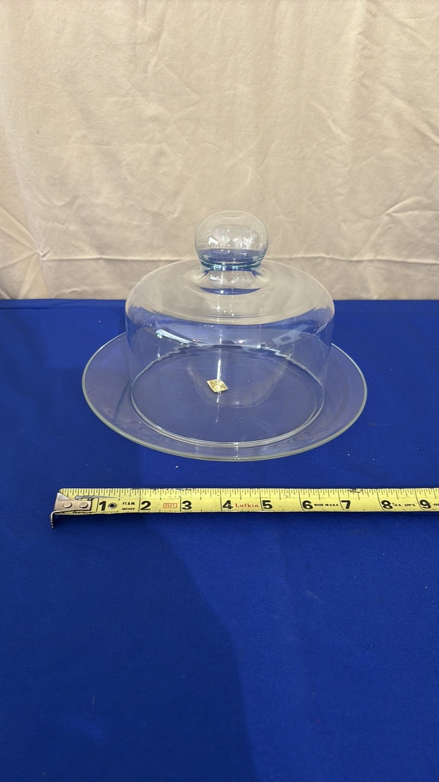 Vintage Arcoroc France Clear Glass Cheese Dome and Round Platter Set