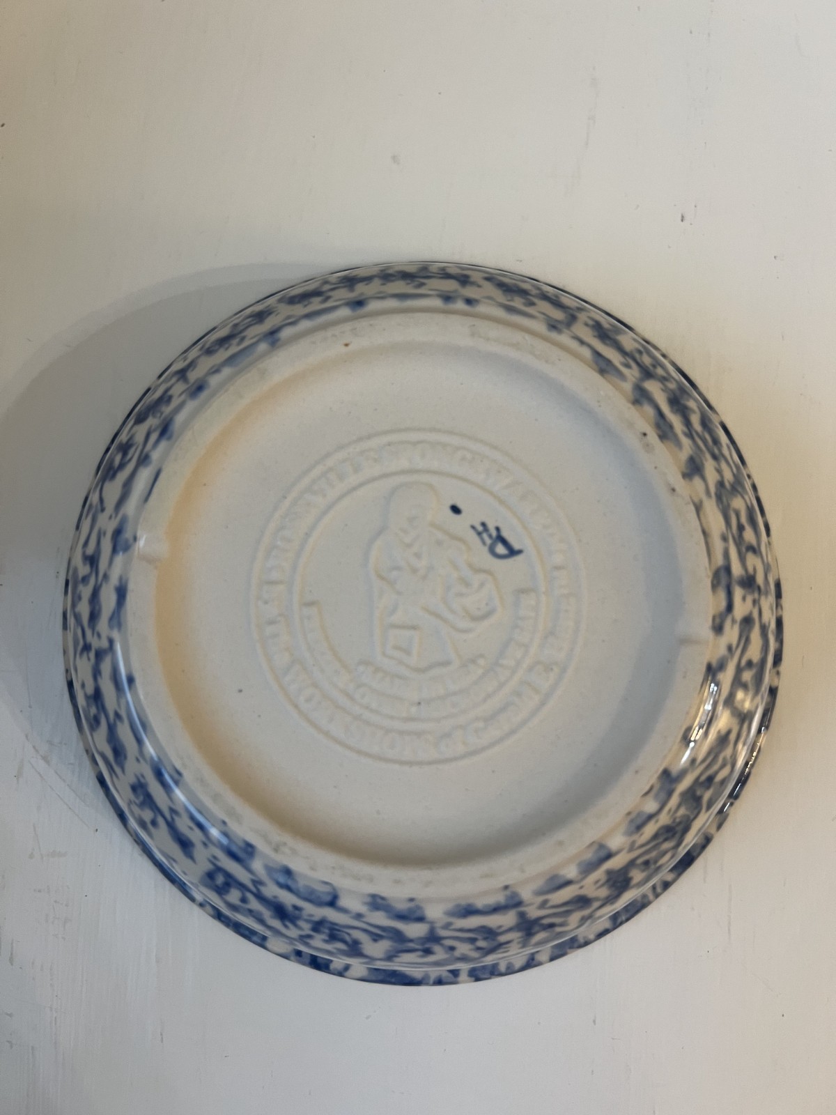 4 Workshops of Gerald E. Henn Blue Spongeware 6 1/2 inch Cereal Bowls