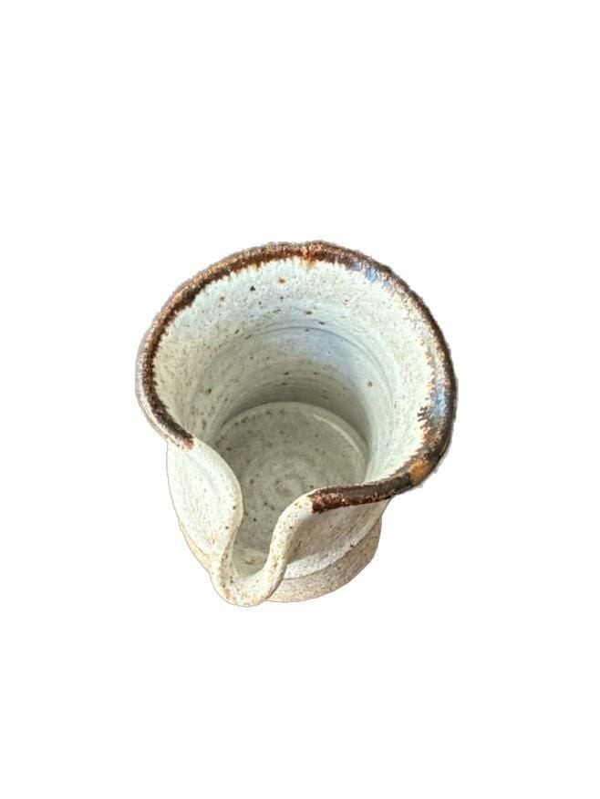 Hand-Thrown Signed Studio Pottery Creamer Pitcher Oatmeal Speckled Glaze