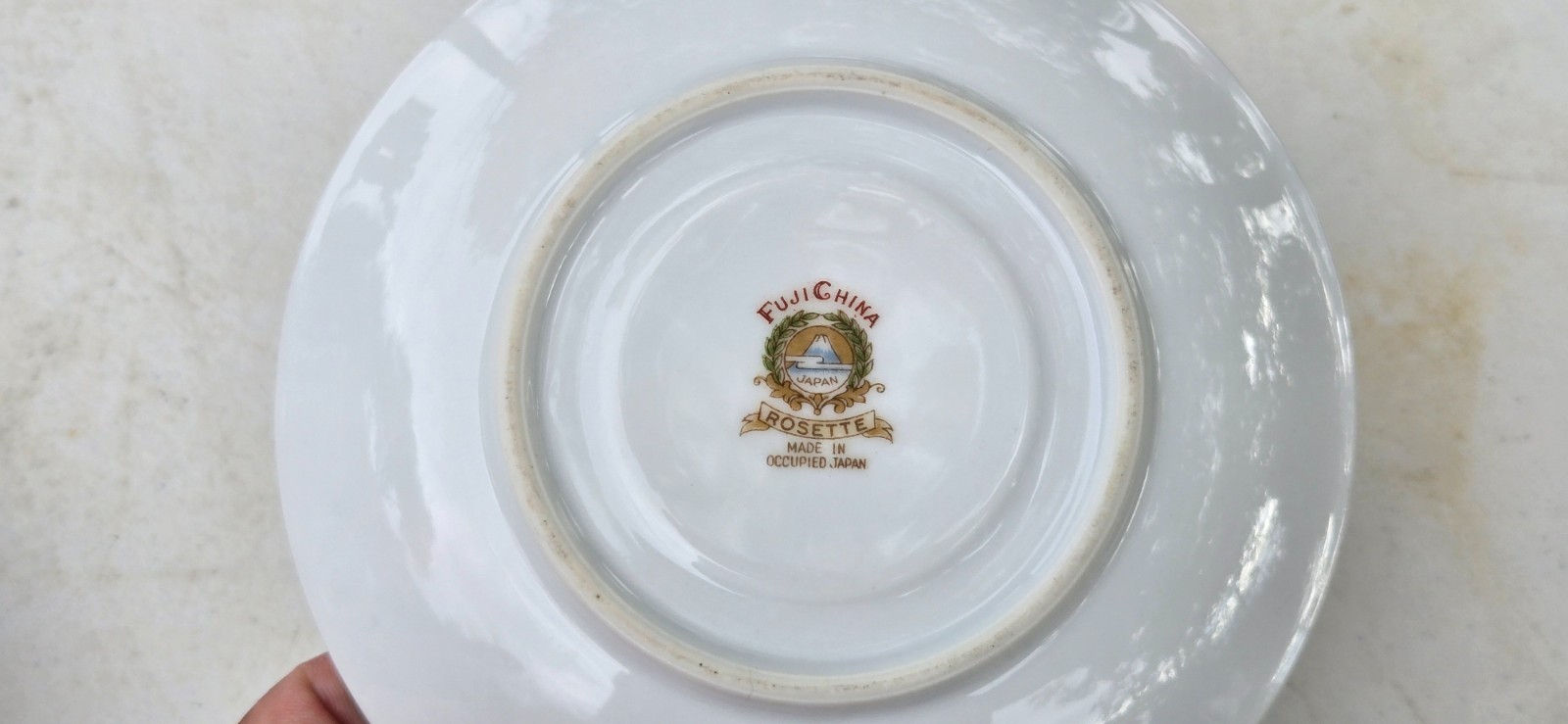 Fuji China Rosette Set of Four Cup W/Saucers Gold Rim Made in Occupied Japan b