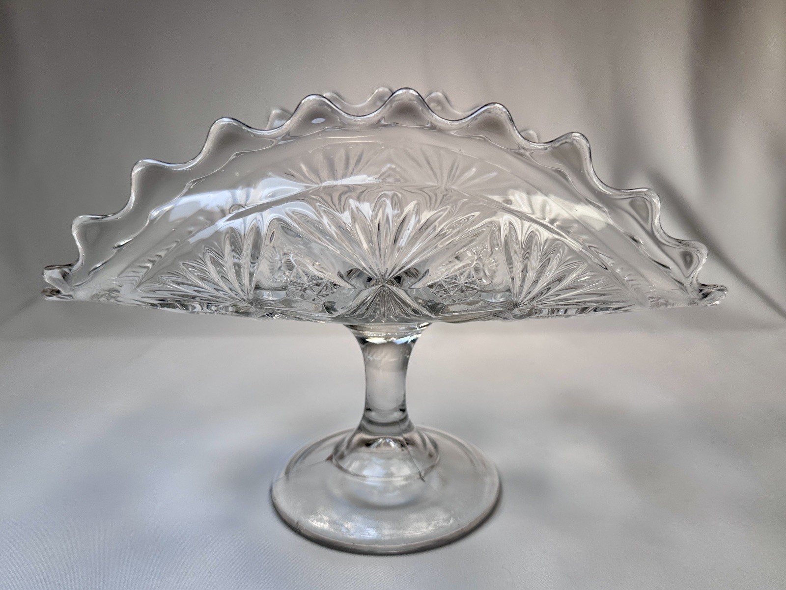 Bryce Glass Co. Footed Banana Stand. EAPG “Sheaf & Diamonds”