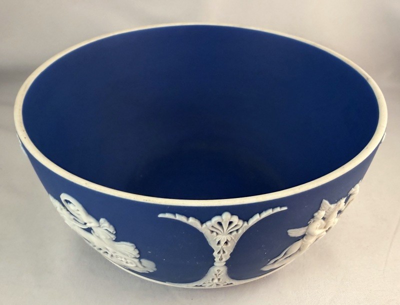 VERY RARE! Antique Wedgwood Jasperware Dark Cobalt Blue DOUBLE DIP Waste Bowl