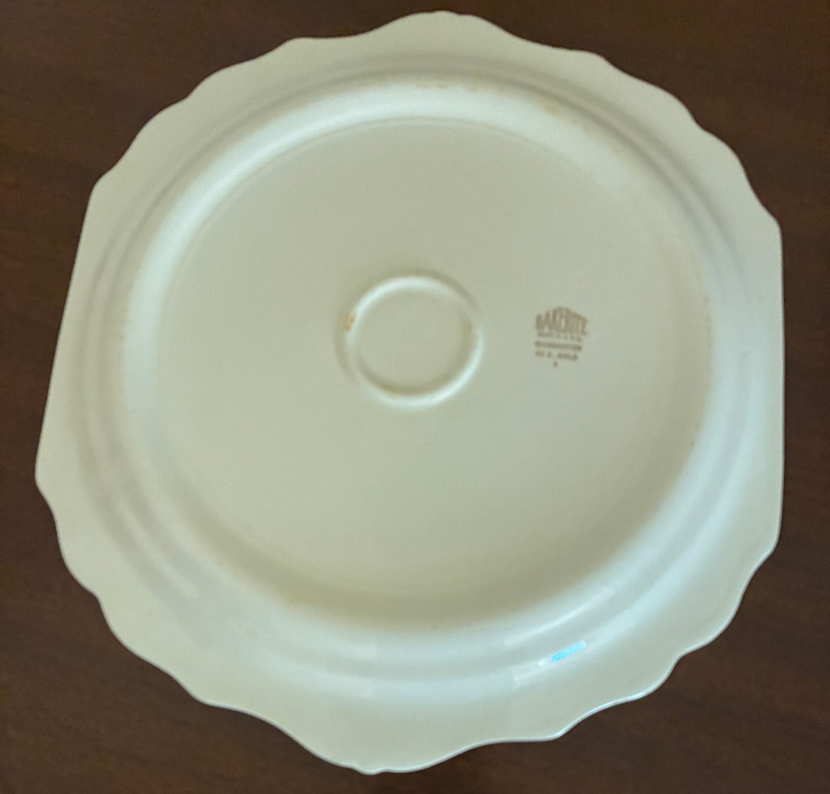 BAKERITE CAKE/DESSERT PLATE WITH 22K GOLD TRIM/SWEETHEART ROSE/ CHOP TAB HANDLES