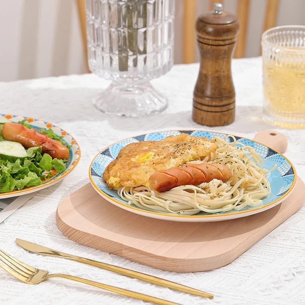 Colorful 8-Inch Ceramic Salad & Dessert Plate Set – 6 Count for All Occasions