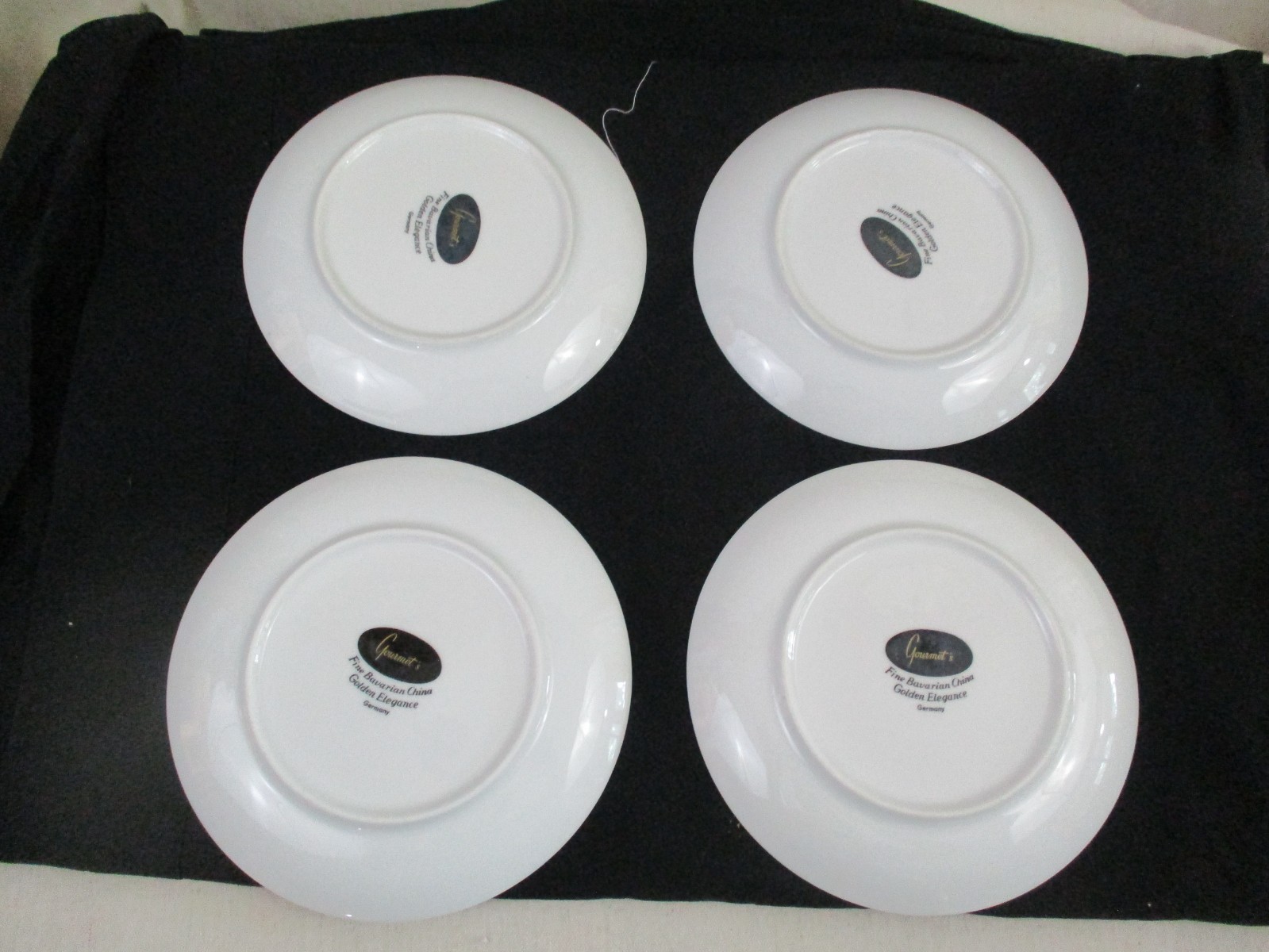 4 Vtg Gourmet’s Bavarian China Golden Elegance 7″ Plate White Gold Band Germany