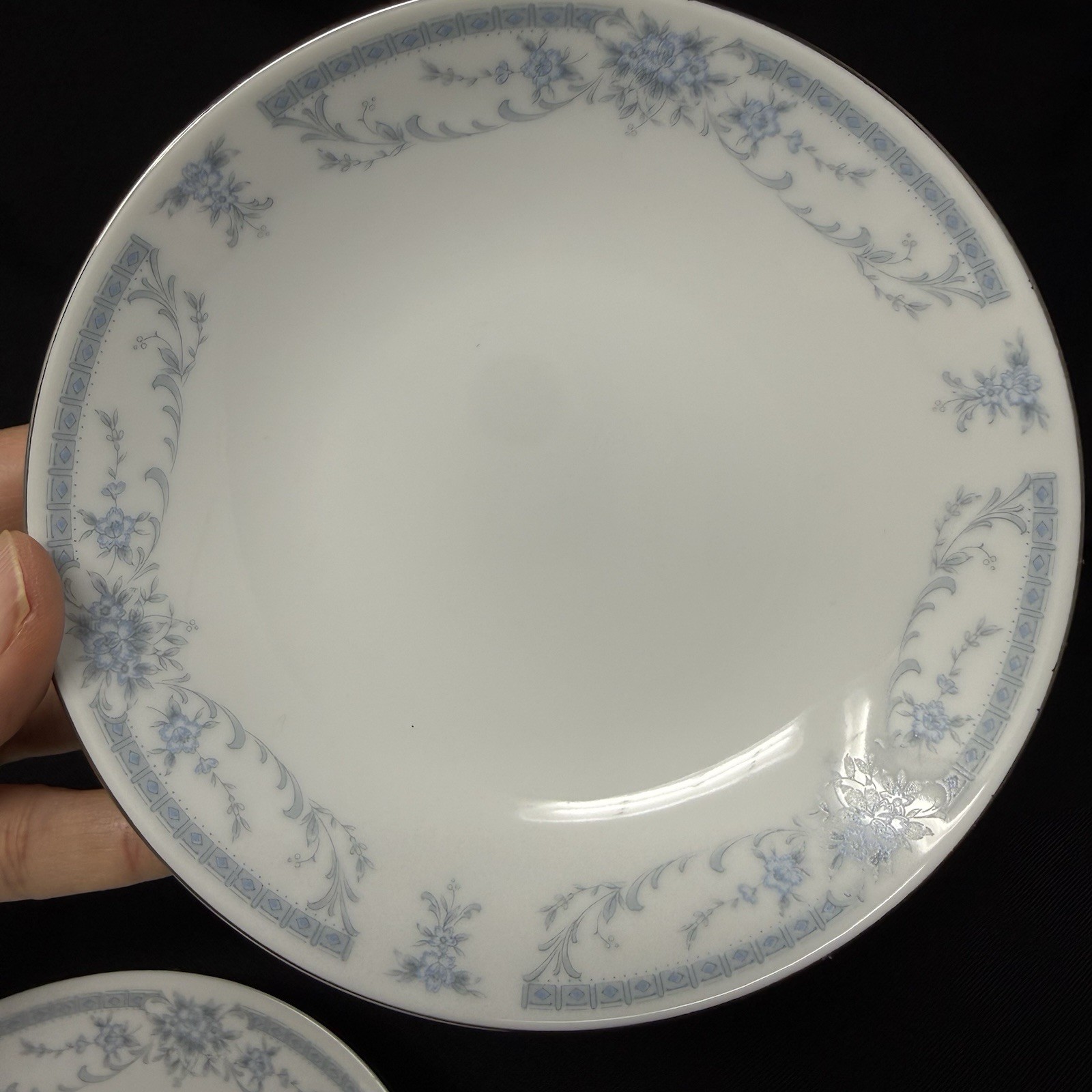 Sheffield Berry Dessert Bowl Blue Whisper Porcelain Fine China Two-Piece Set NWT
