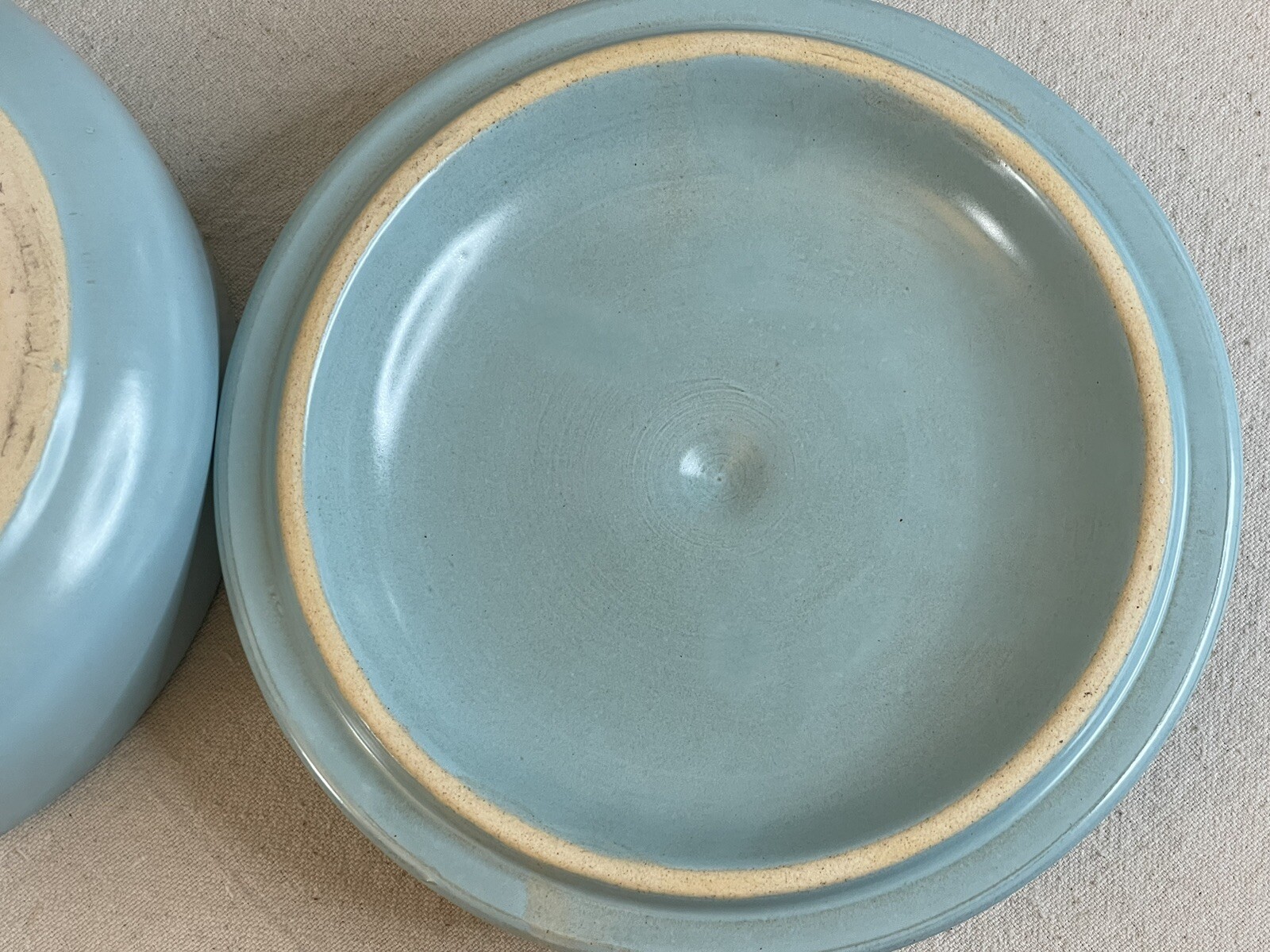 Vintage La Solana Solanaware Pottery Handled Bean Bowl Lid Blue Casserole Pot