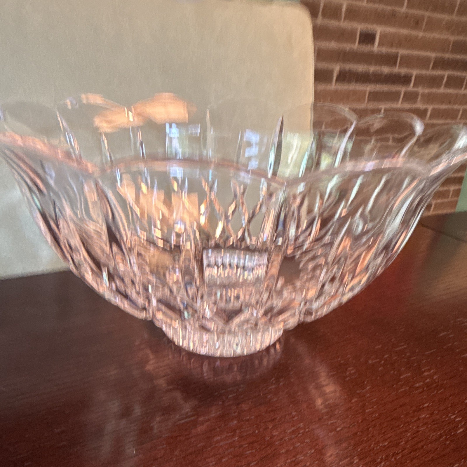 Clear Cut Glass Decorative Bowl, Clear Glass, Adult Home Decor
