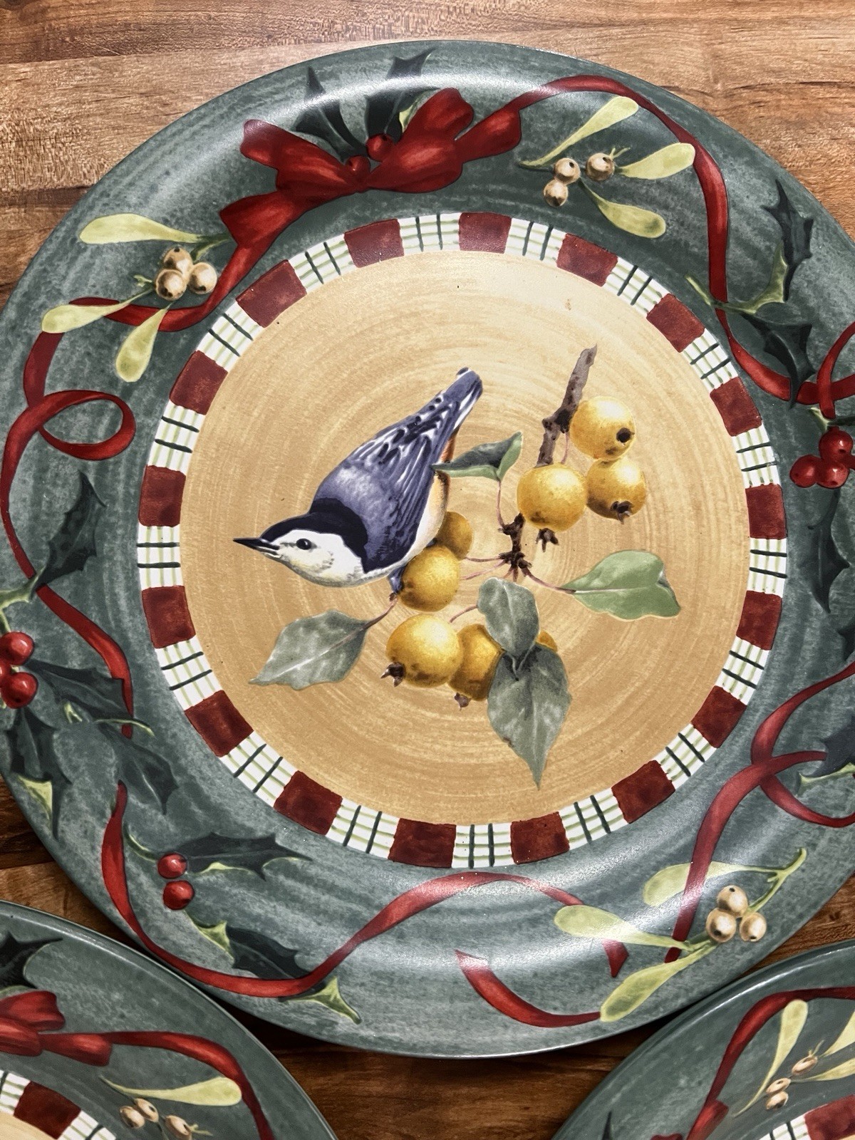 Lenox WINTER GREETINGS EVERYDAY Cardinal Dinner Plates Set Of 4 BOX MINT Sticker