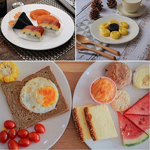 12-Piece 8″ Round Porcelain Salad & Dessert Plates Set – White Dinnerware Dish