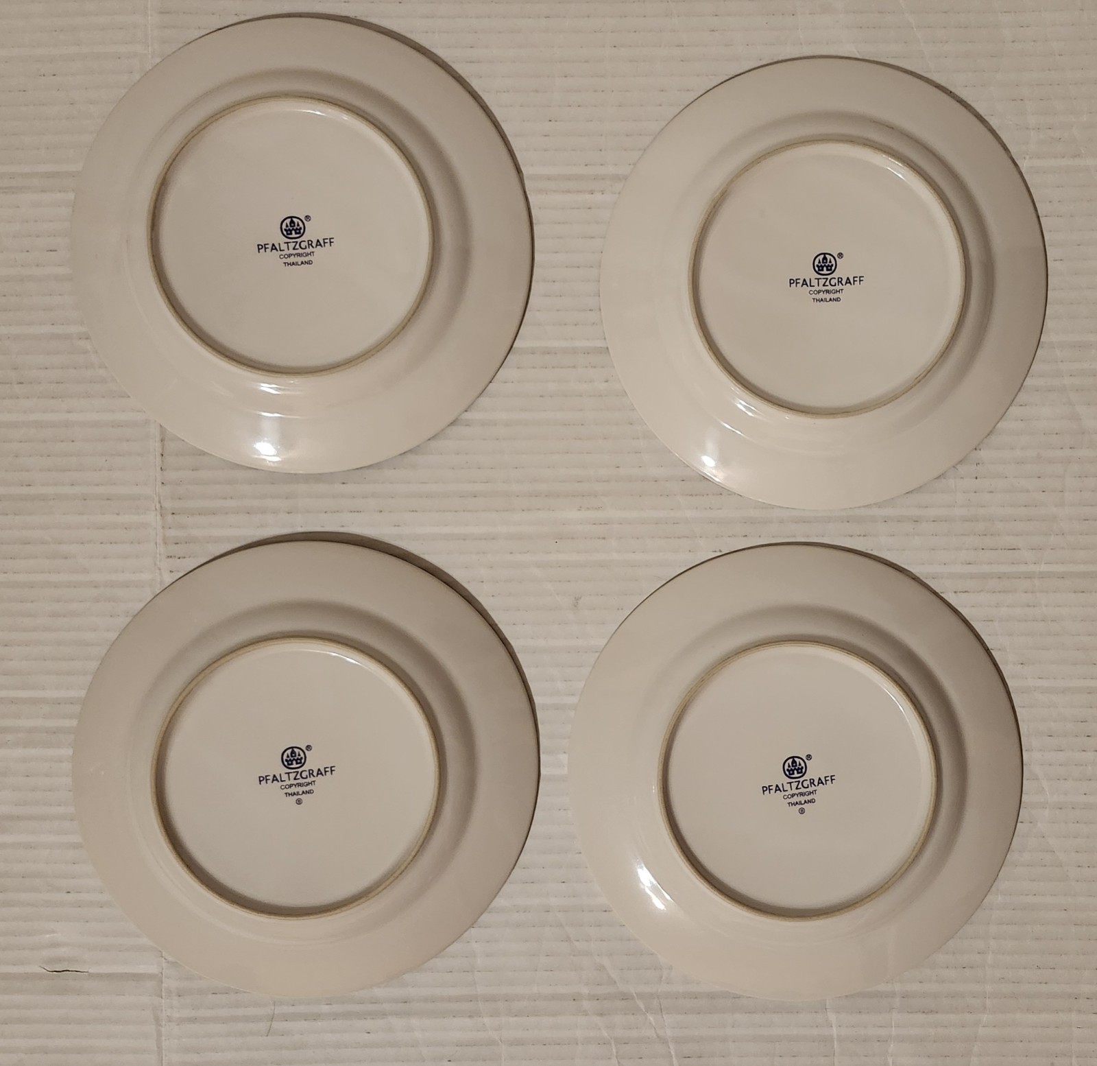 Pfaltzgraff Orleans 7 7/8″ Salad Plates Set Of 4 Blue Buds Bands Thailand