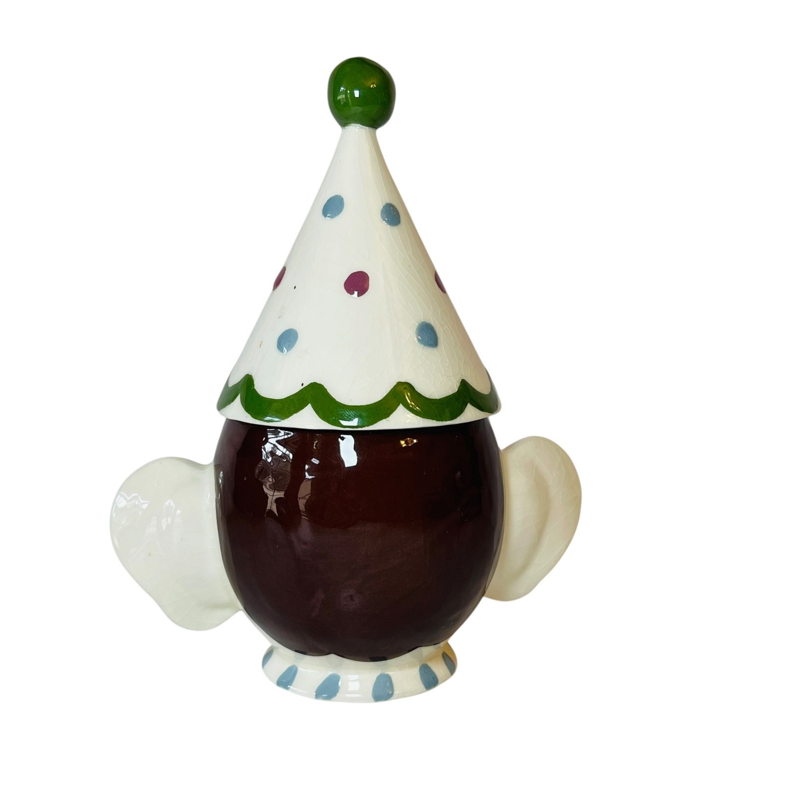 Vintage Cleminsons California Pottery CLOWN 7.75″ Mug/Cup with Hat Lid Kitschy