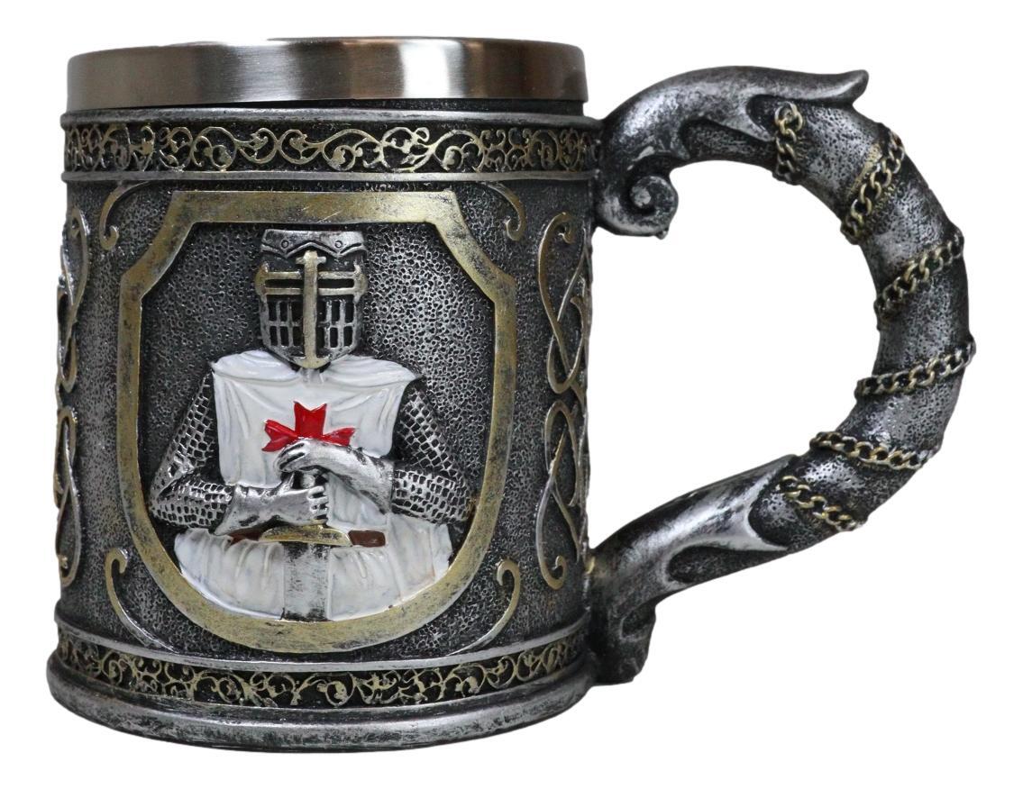 Scroll Patterned Coat Of Arms Medieval Templar Crusader Knight Tankard Mug 15oz