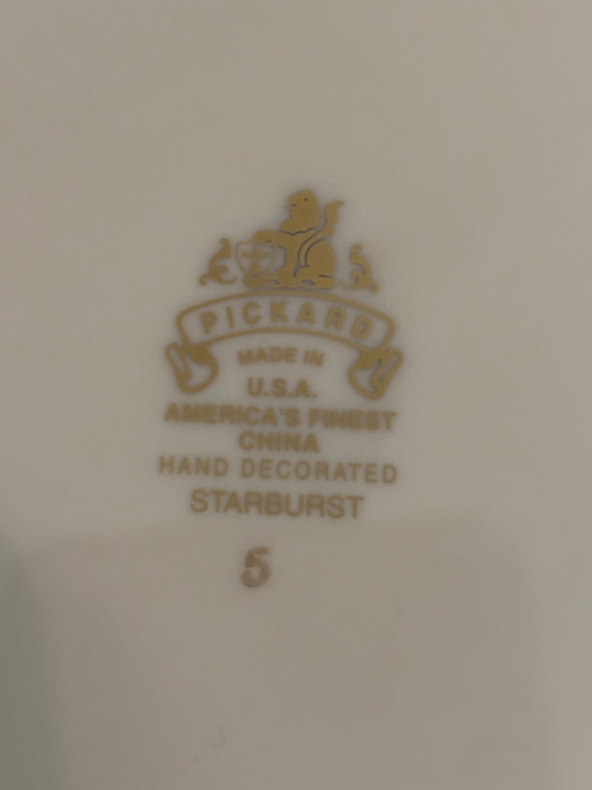 Lincoln and Starburst Pickard 5-piece dinnerware set. Never Used (Discontinued)
