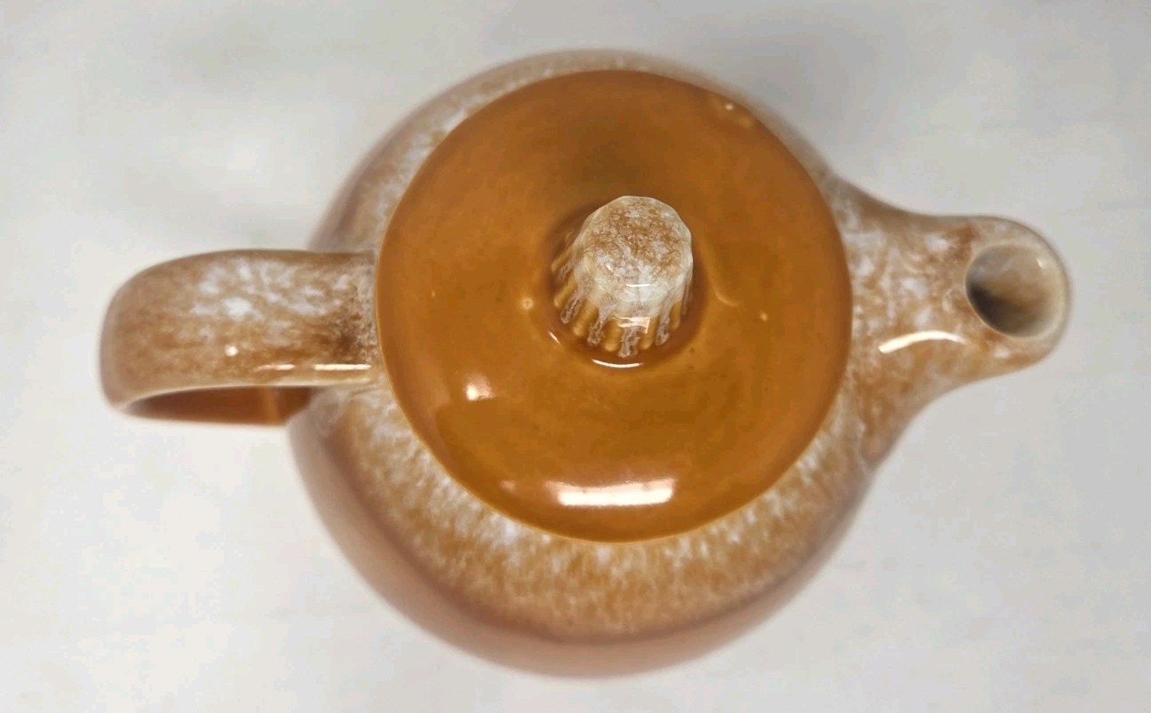 Hull Tangerine Orange Drip Glaze Oven Proof USA Teapot