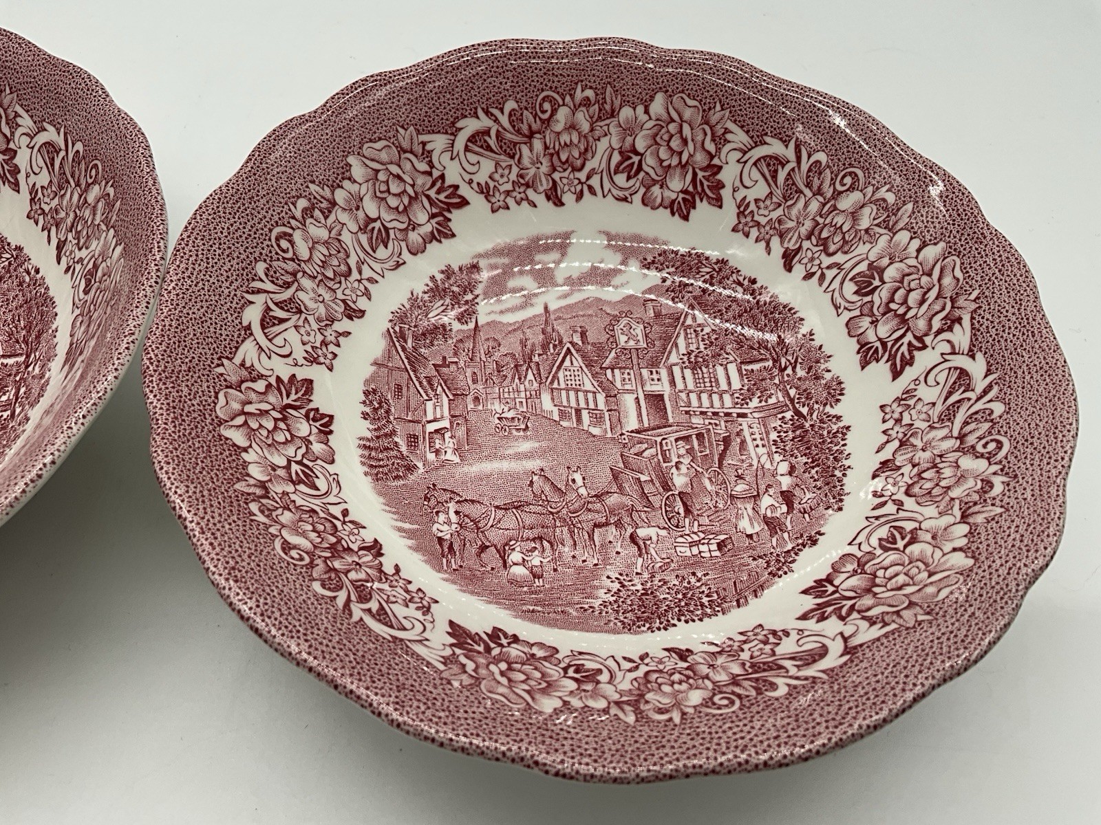 J & G Meakin Royal Staffordshire Stratford Stage 6.25″ Soup Bowls (2) VTG Pink