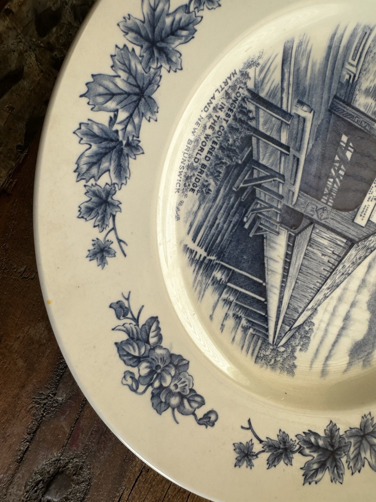 Vintage Wood & Sons Atlantic Canada Covered Bridge Transferware Plate Cottagecor