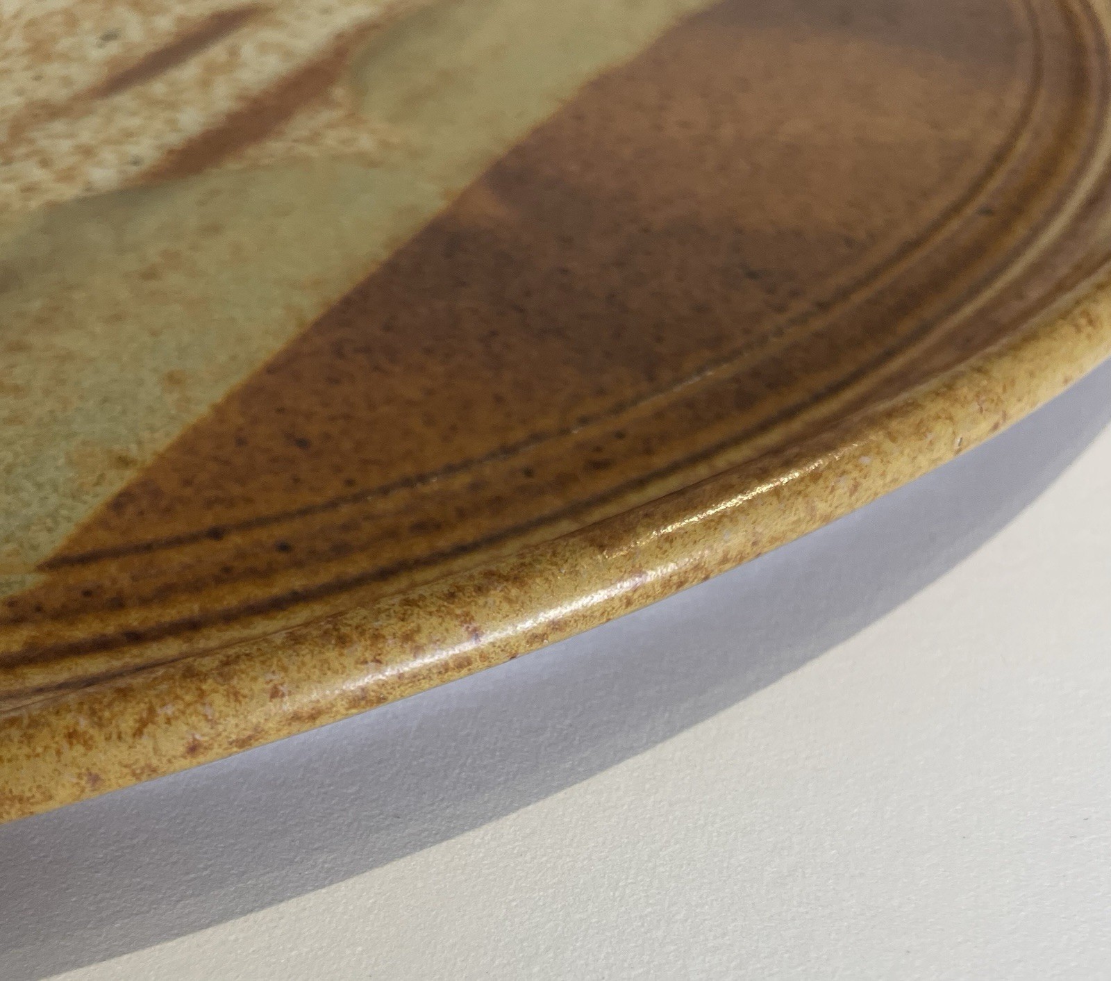 Studio Pottery Artisan 17″ Plate Poured Glazes Hand Thrown Signed Southwest