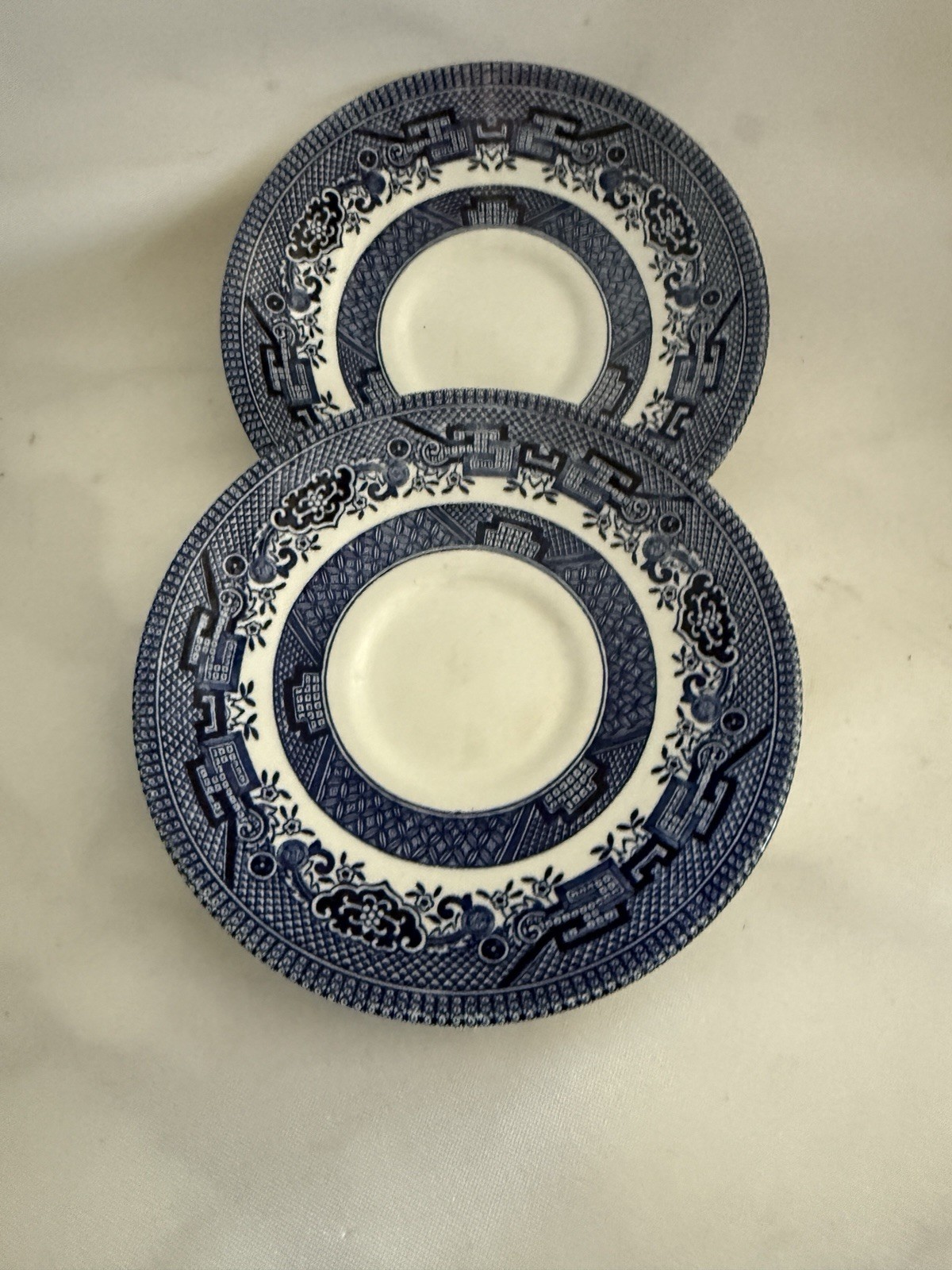 (2) 5 1/4″ CHURCHILL BLUE WILLOW CUP AND SAUCER ENGLAND EXCELLENT CONDITION