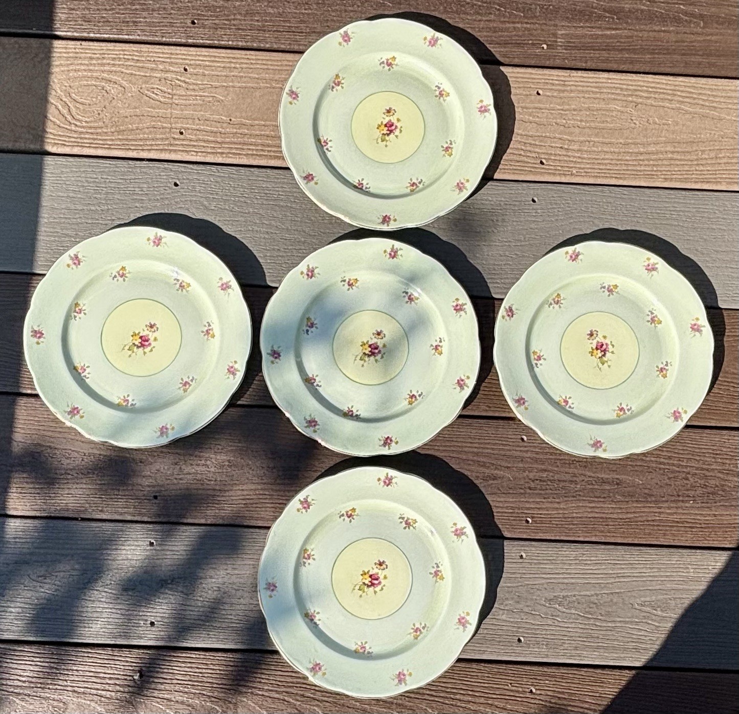 Set Of 5 Vintage Foley Bone China 11” Dinner Chop Plates E Brain Co England