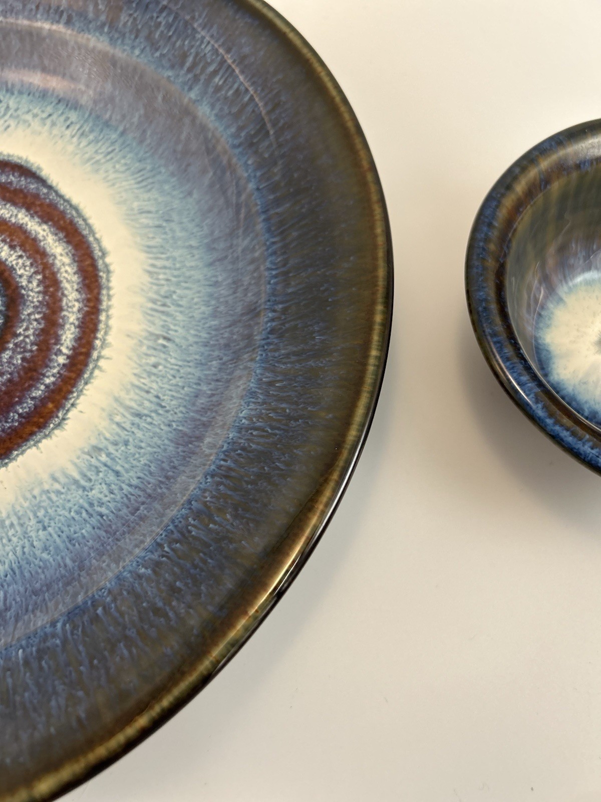 Bill Campbell Studio Pottery Large Chip and Dip Set, Vintage Euc