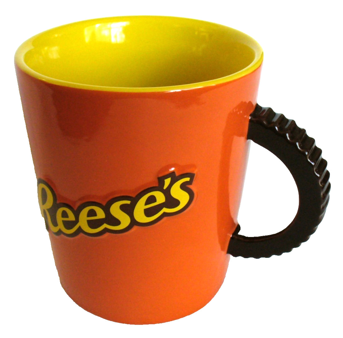 New~3D~HERSHEY’S~Fitz&Floyd~REESES~Coffee~MUG~Brown Grooved Handle~4″ x 3.75″