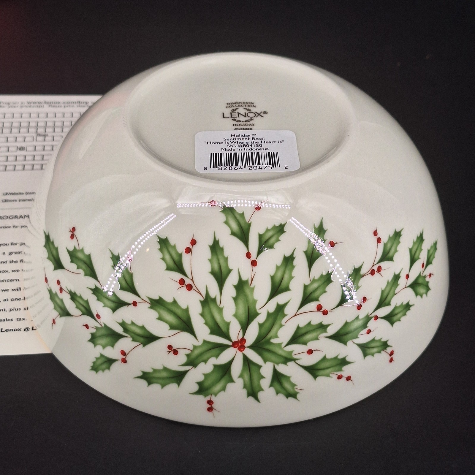 Lenox Holiday Sentiment Bowl Home is Where The Heart Is New In Box