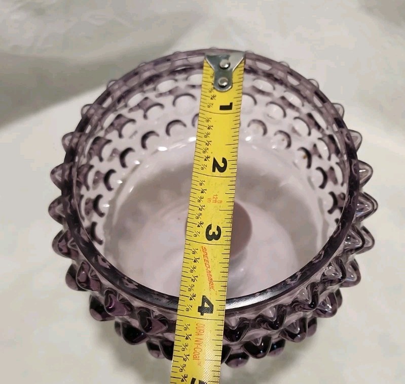 ​Vintage Imperial Amethyst Purple Hobnail Milk Glass Covered Candy Dish Compote