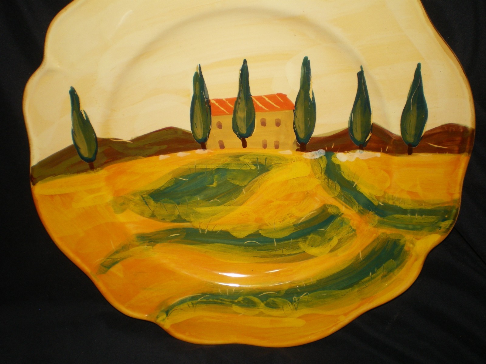 RARE Vietri 13″ Art Pottery Charger Serving Plate Italian Countryside Tuscany