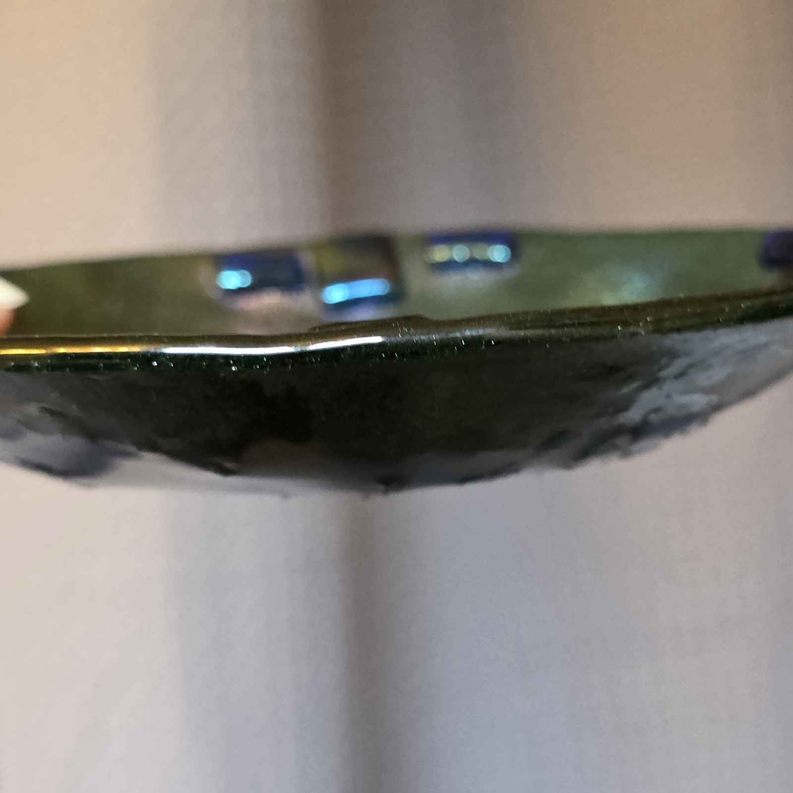 Artisan Fused Studio Art Glass Dichroic Plate -Highly Iridescent