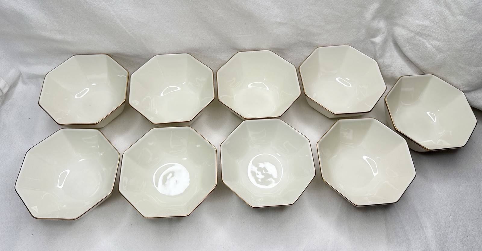Fitz & Floyd Palais Ivory w/Gold Octagon Nesting 5in Bowl (9 Available)
