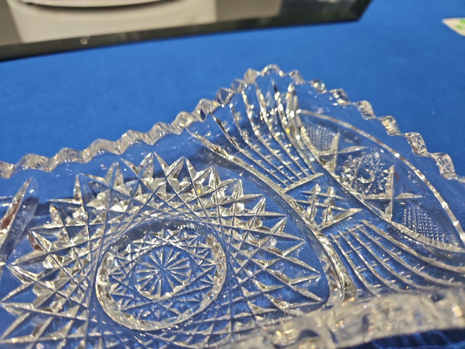 unusual Bonbon Bowl American Brilliant period Cut Glass Crystal Bow tie shape