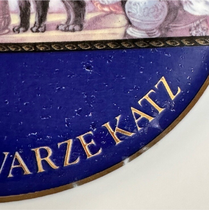 Weber Zeller Schwarze Katz Gold Rim Plates 7.75 Inch Wine , Black Cat Lot Of 4