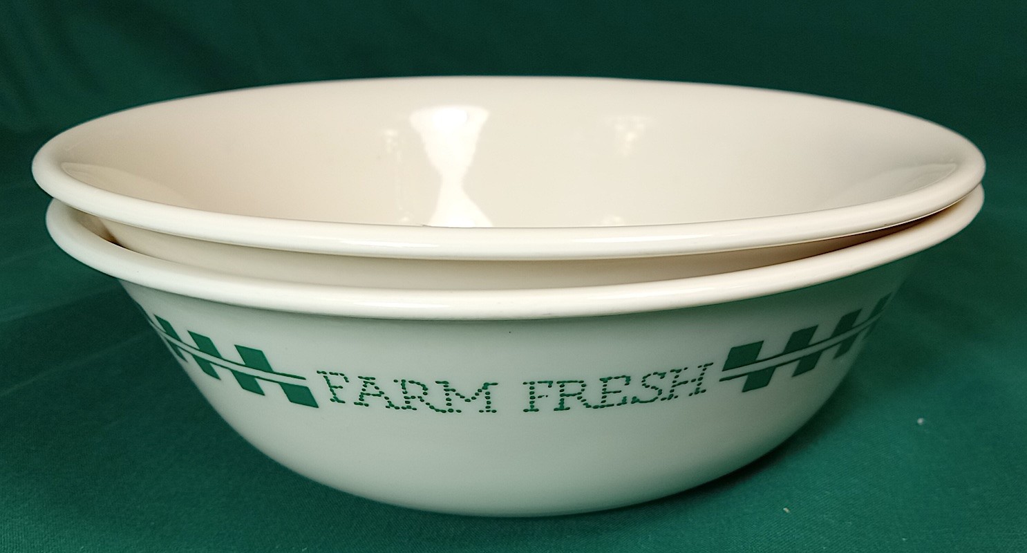 2 Corelle FARM FRESH 6 -1/4” Soup Cereal Bowls Sandstone Green Corning