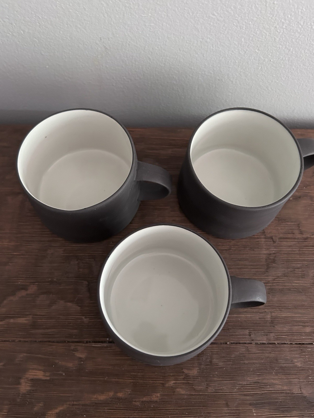 Dansk Flamestone Matte Brown & White Cup And Saucer 3 Sets Denmark Quistgaard