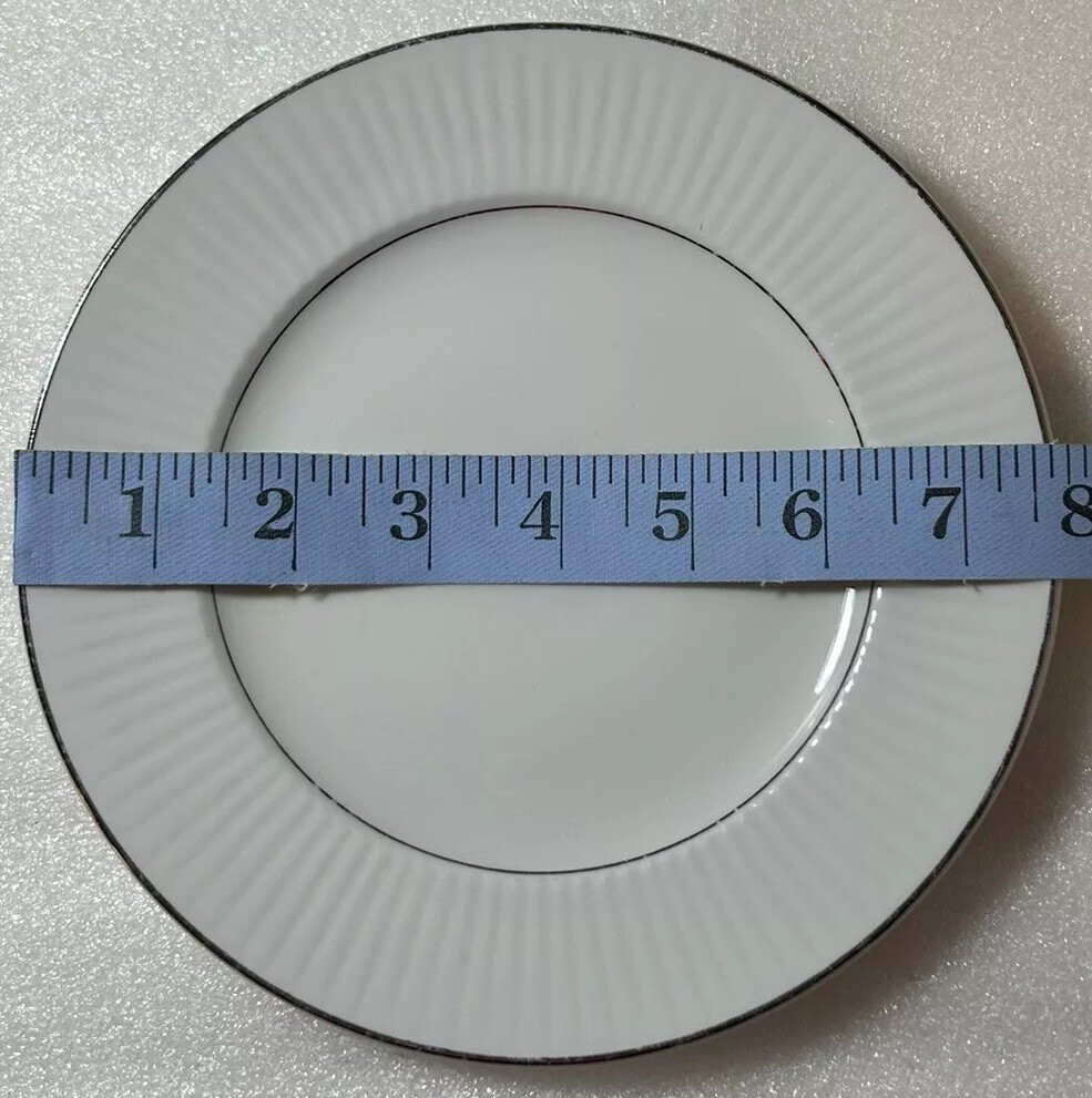 2 Gibson Housewares Plates White With Silver Trim 7.75in Replacements Vintage
