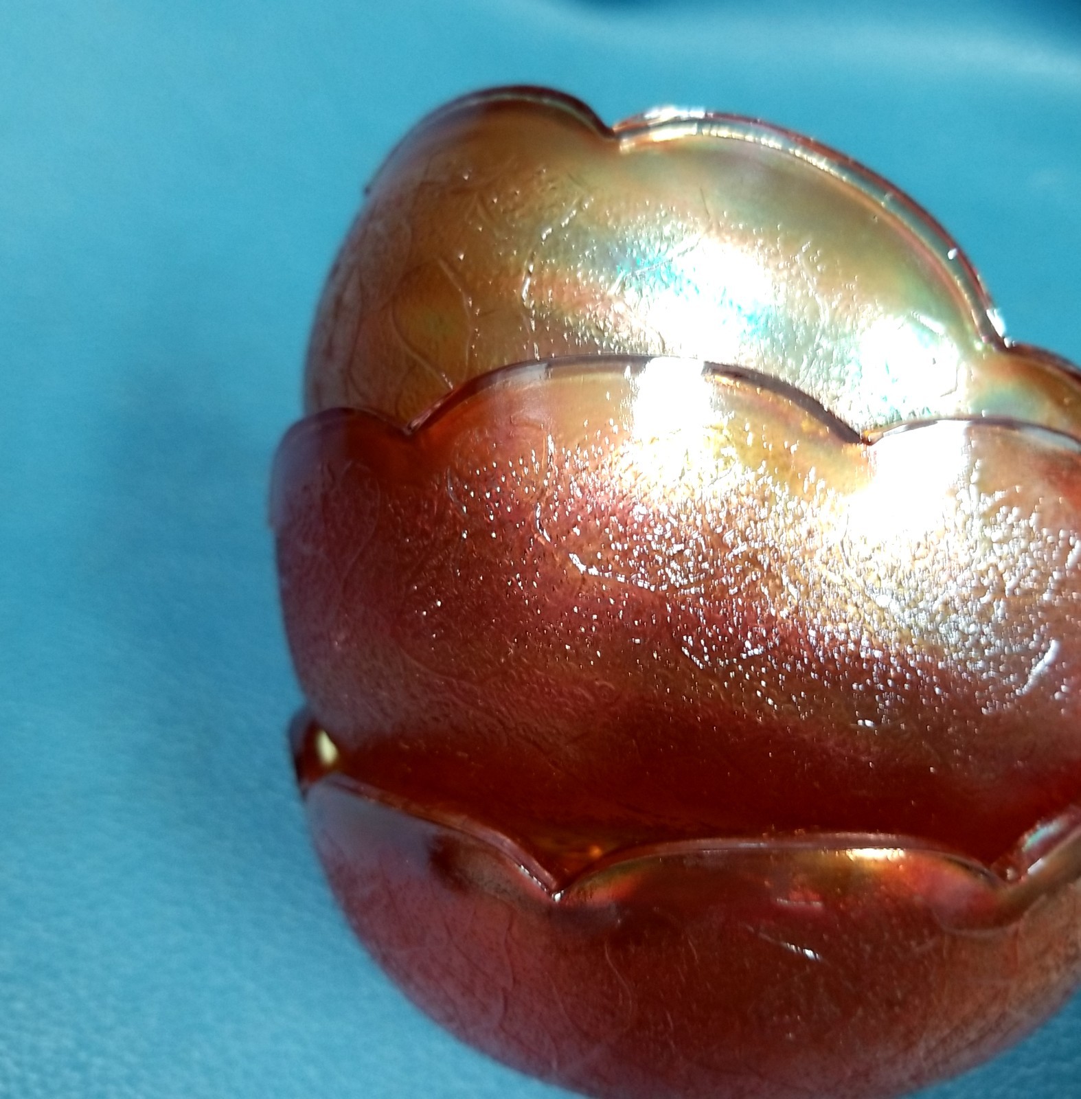 3 Small Replacement Jeannette Glass Co Carnival Glass Bowls Marigold Iridescent