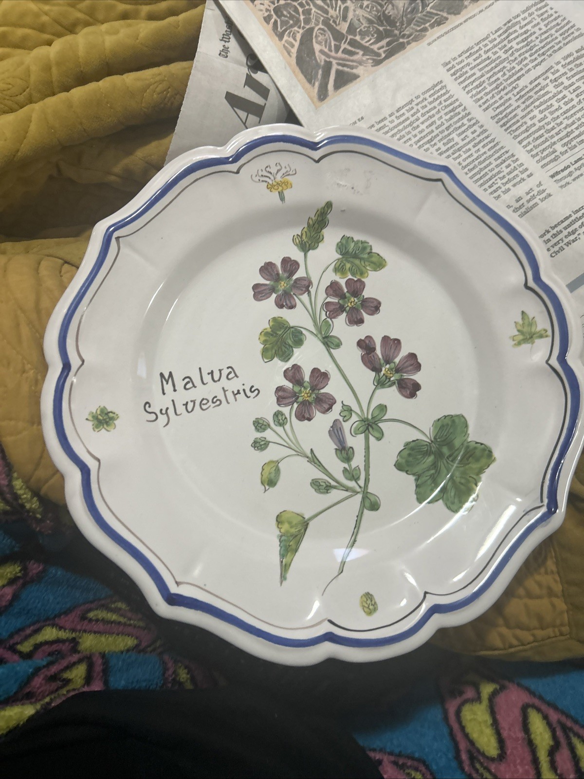 Vintage ND Dolfi Montelupo Italy Floral Wall Plates Set of 2 Dandilion & Malva