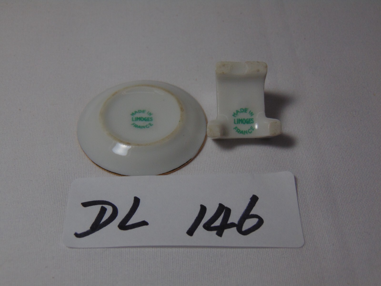 Vintage Old Limoges Gold Ring Mini Plate with Stand France Man & Woman Prince