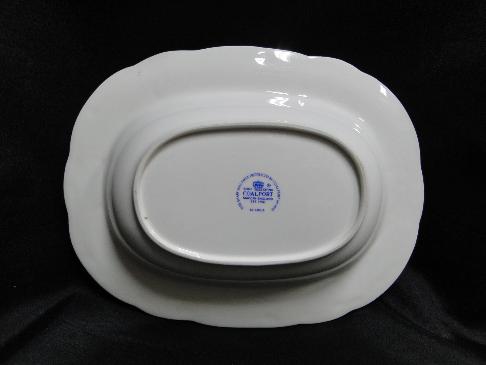 Coalport St Louis, White w/ Blue, Rust, Gold: Oval Serving Bowl, 9 3/8″