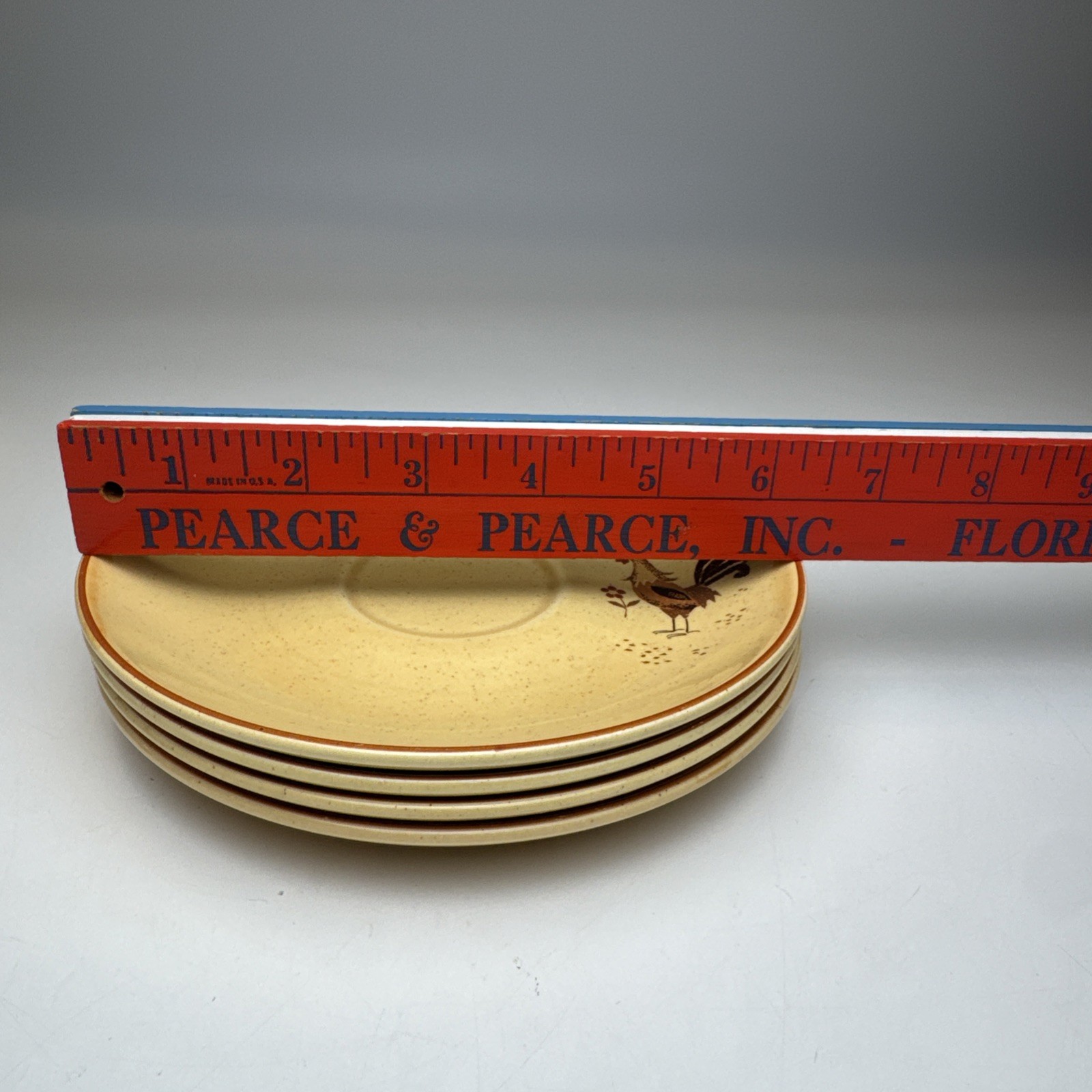 Vintage Harmony House Honey Hen 4 Salad Plates & 4 Saucers Rooster 1960’s