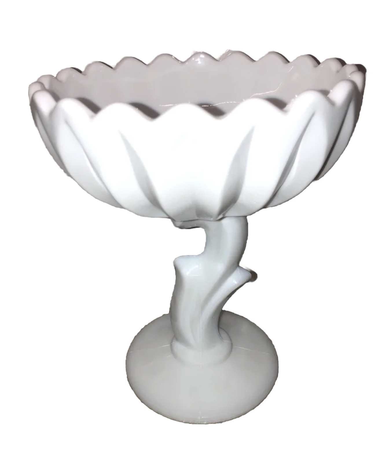 Vintage Indiana Milk Glass Large Tulip Pedestal Bowl 6” round 7” Tall Candy Dish