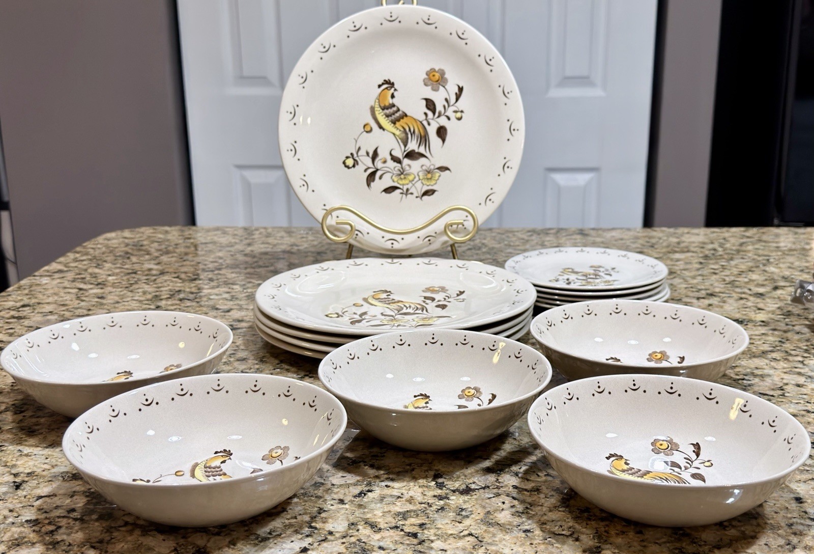 Vintage Johnson Bros Sun Up 15pc Dinner Set Staffordshire Old Granite England EC