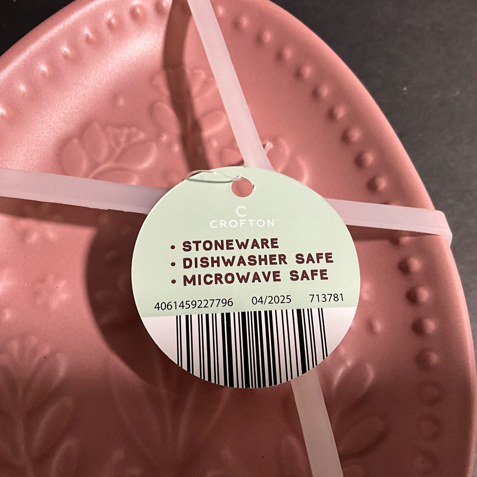 Crofton Stoneware Spring Floral Easter Egg Plates Set of 4 Rose Soft Pink 7×5”