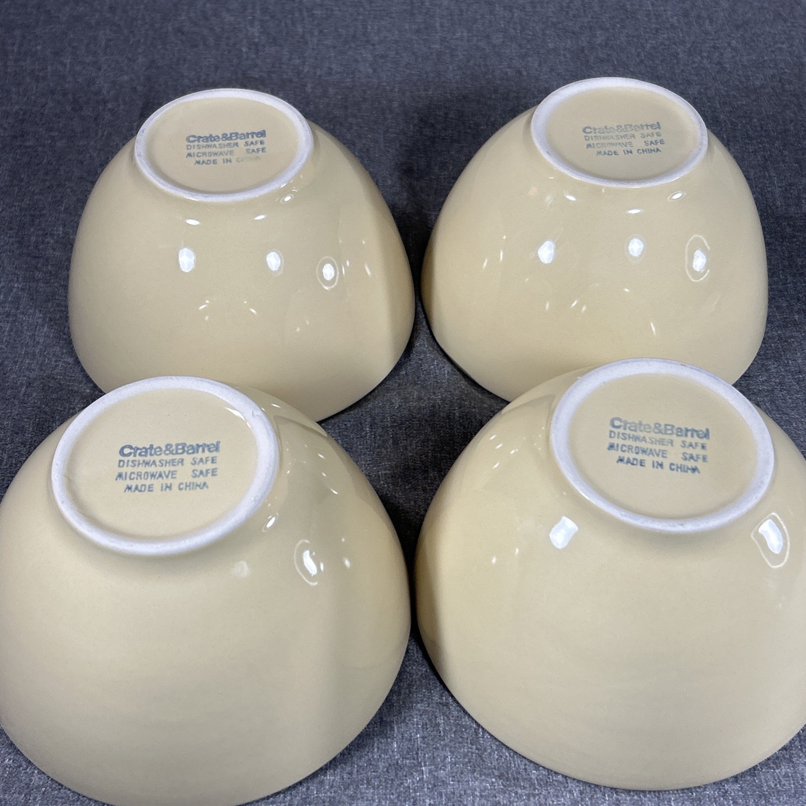 Crate And Barrel Yellow Bowls Soup Cereal Ice Cream Everyday 3.75″ Deep Set 4