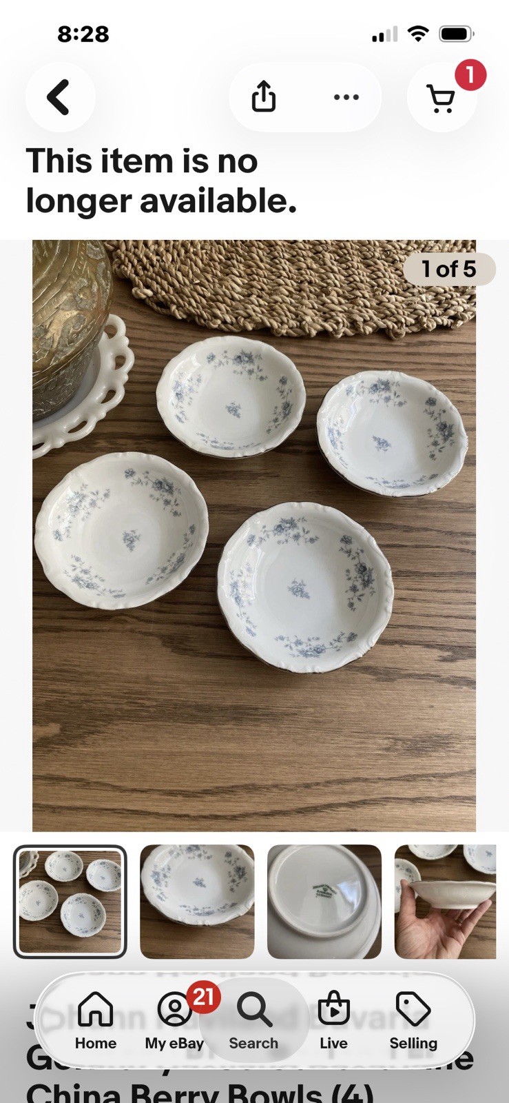 Johann Haviland Bavaria Germany Blue Garland Fine China Berry Bowls (4)