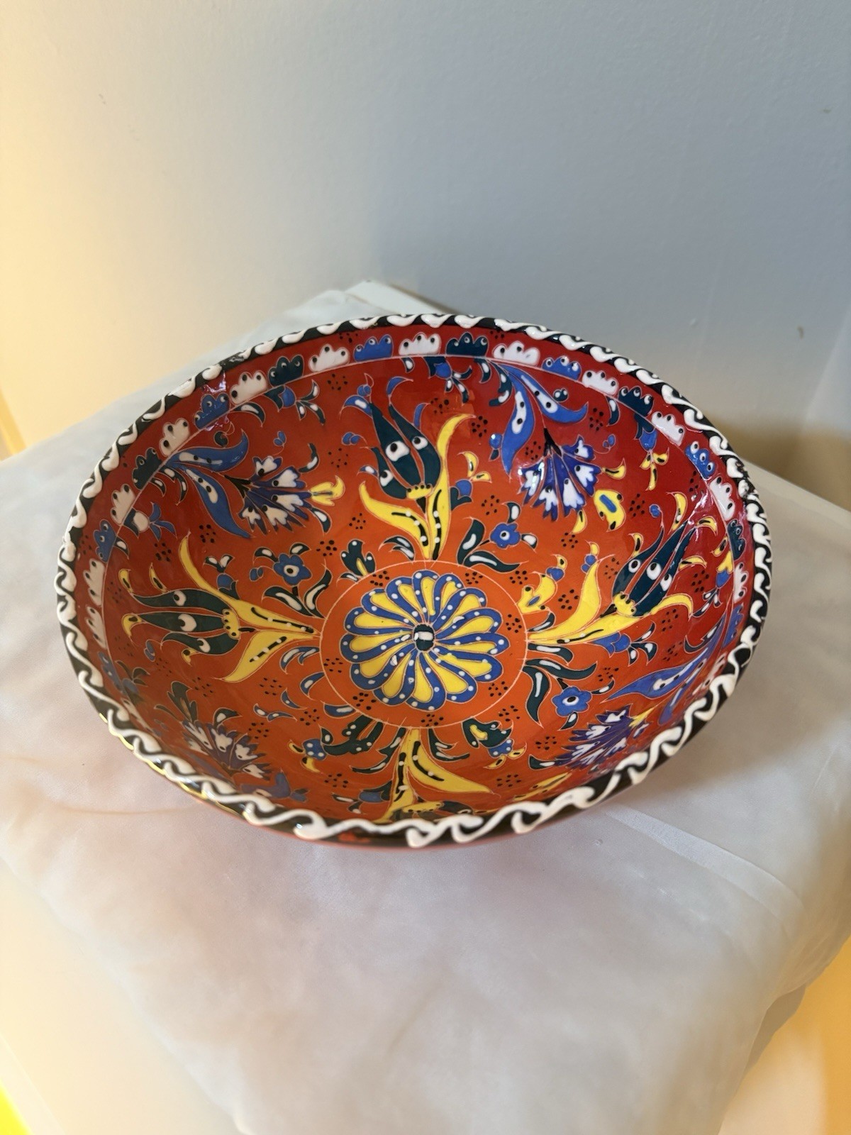 Hand Painted Turkish Bowl 7.5inches Signed by The Artist Hand Made