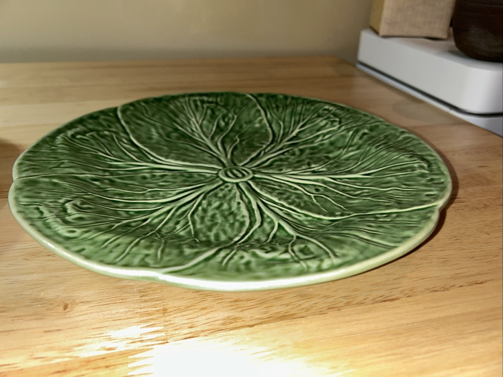 (2) San Raphael Green Cabbage Bordallo Pinheiro Dinner Plate Portugal 10.25” EX